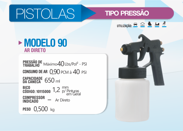 PISTOLA MODELO 90 AR DIRETO ARPREX